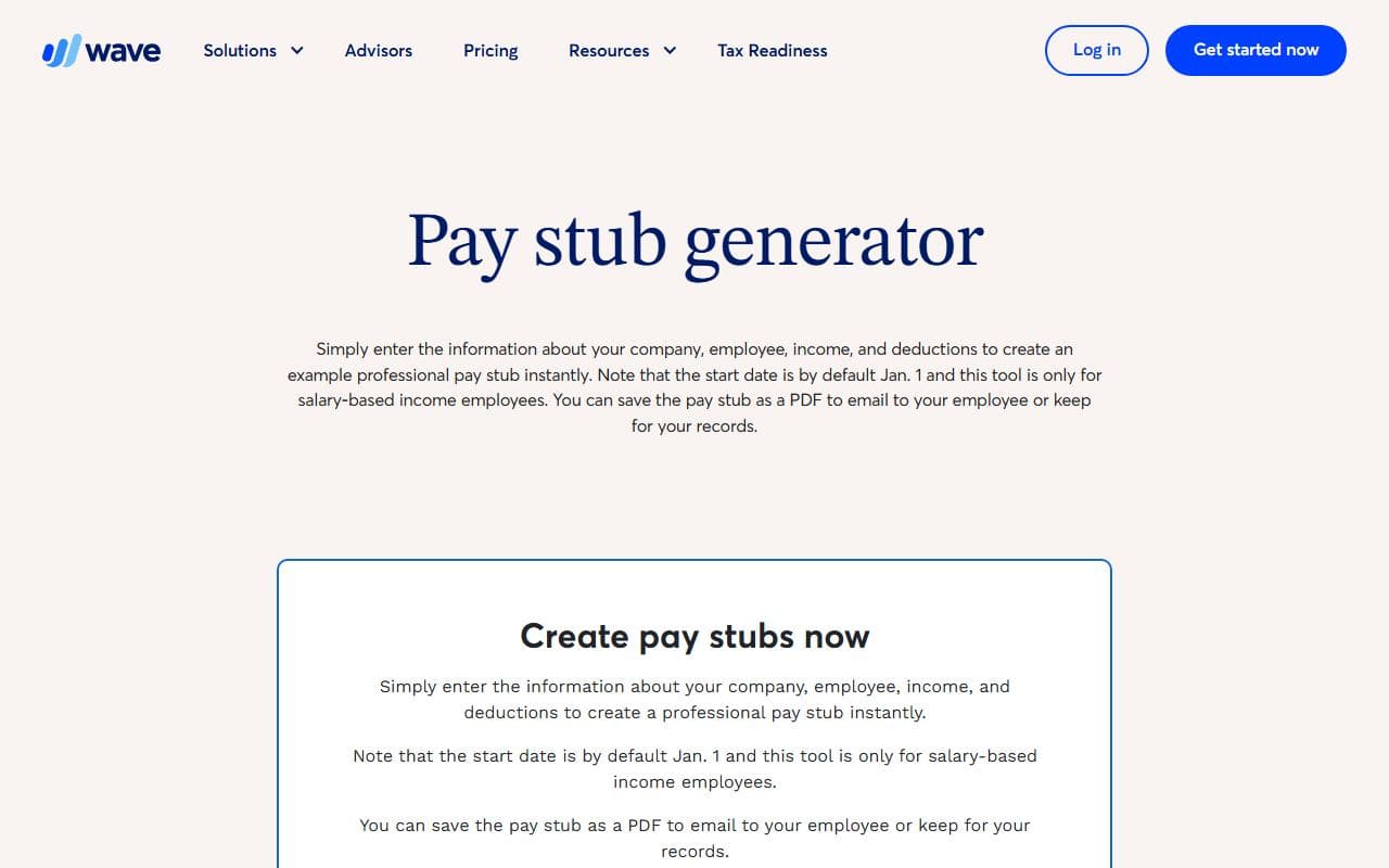 Screenshot of the Wave homepage